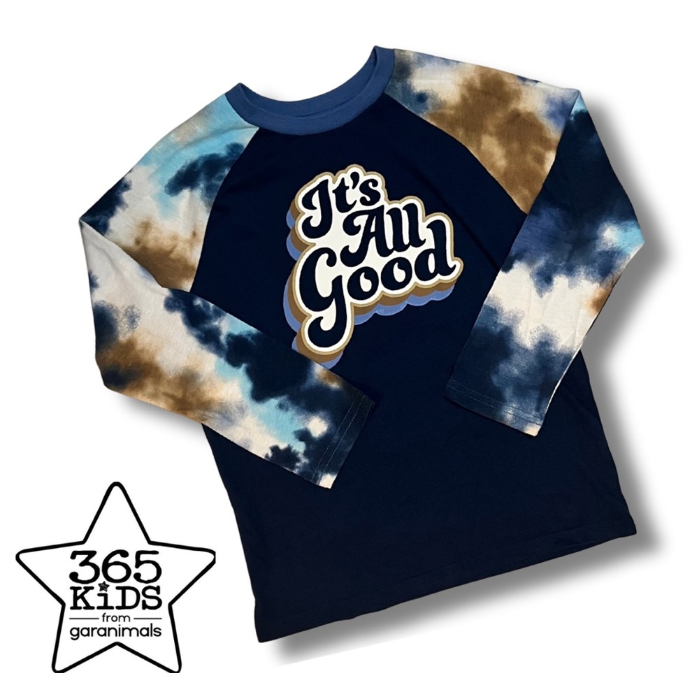 Garanimals 365 Kids Blue and Brown Tie-Dye Long Sleeve Tee, Children’s size 8